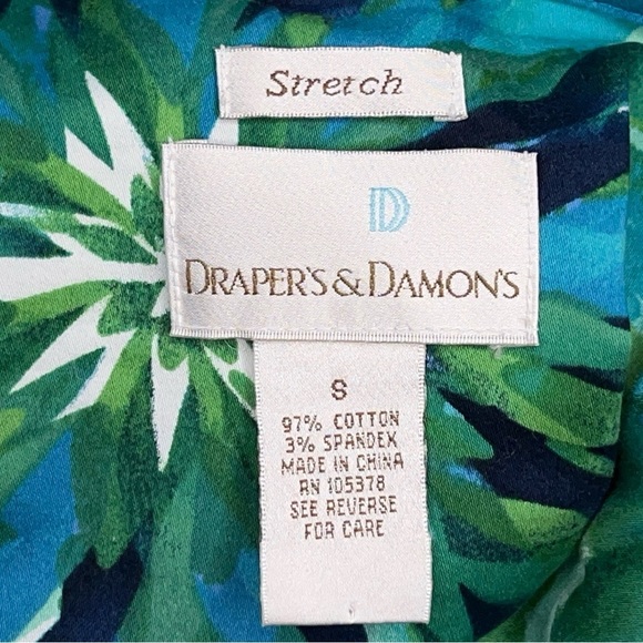 Small Drapers And Damons Green Tropical Print Jacket Long Sleeve Blue Green - Picture 10 of 13